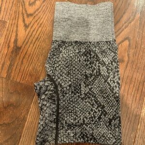 Gray and Black Patterned Athletic Shorts.